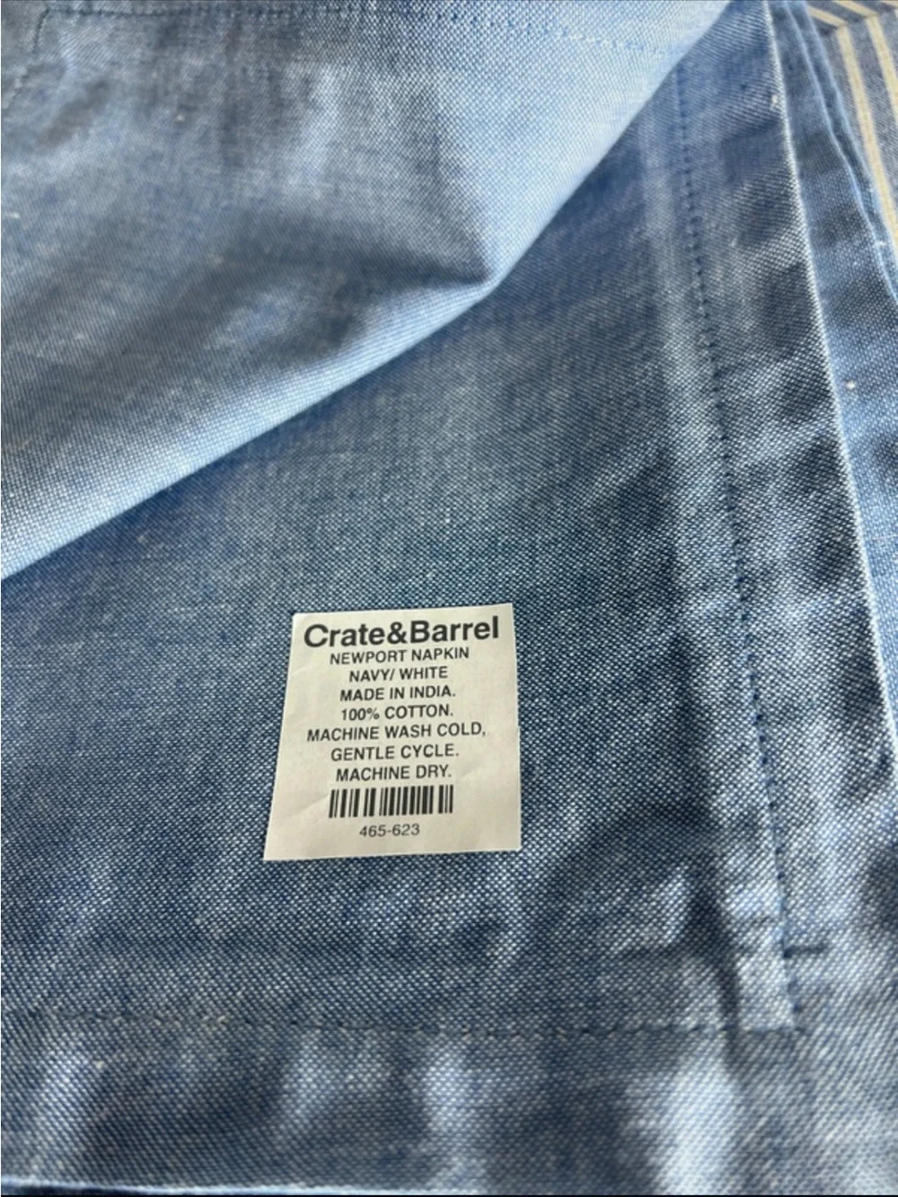 Crate & Barrel Striped Octagonal Placemat and Blue Napkin Set for 4